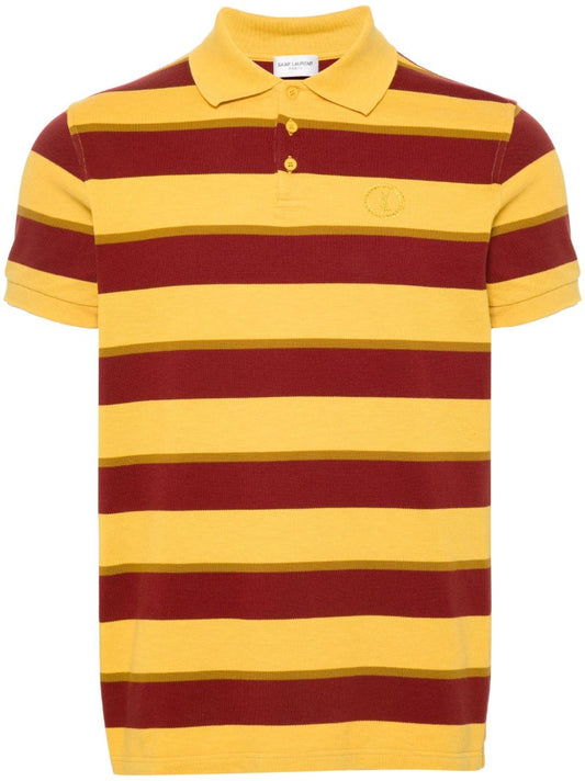 Yellow Striped Cotton Polo Shirt