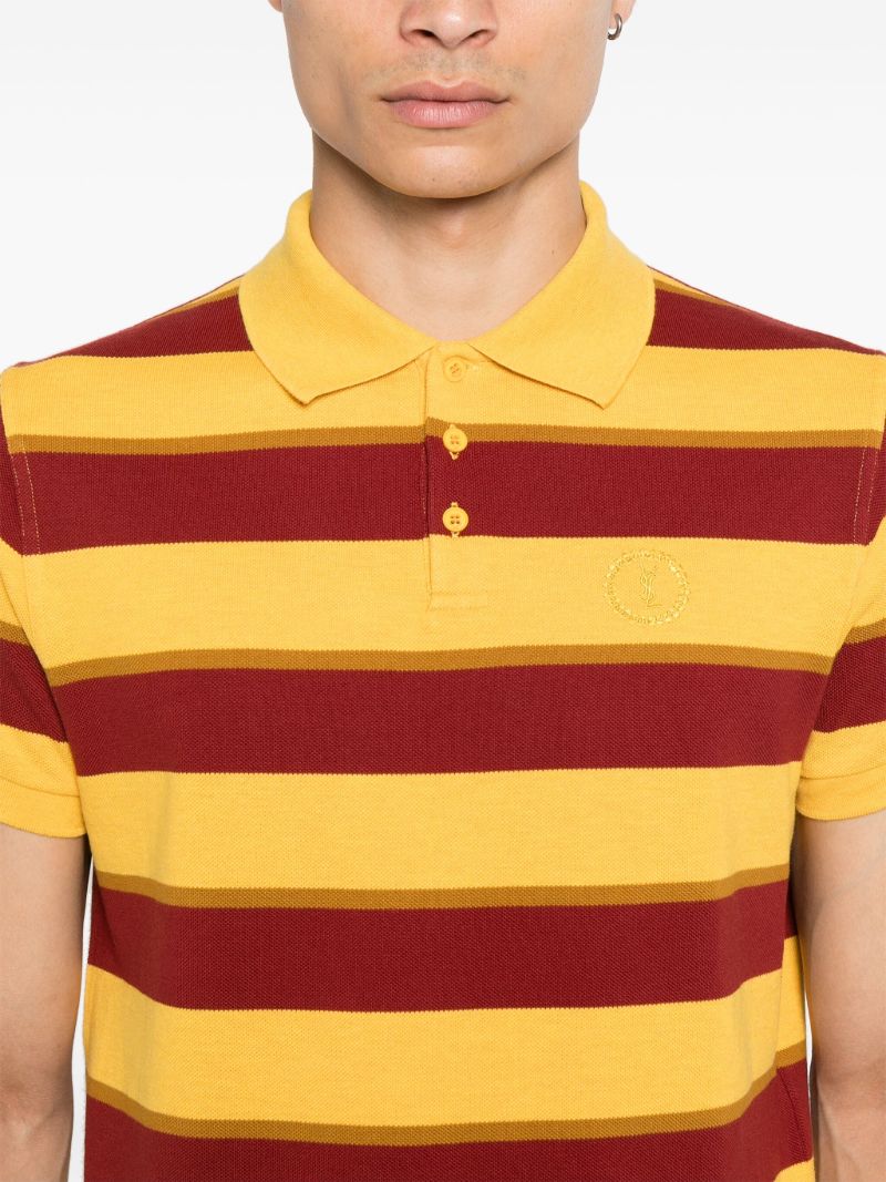 Yellow Striped Cotton Polo Shirt
