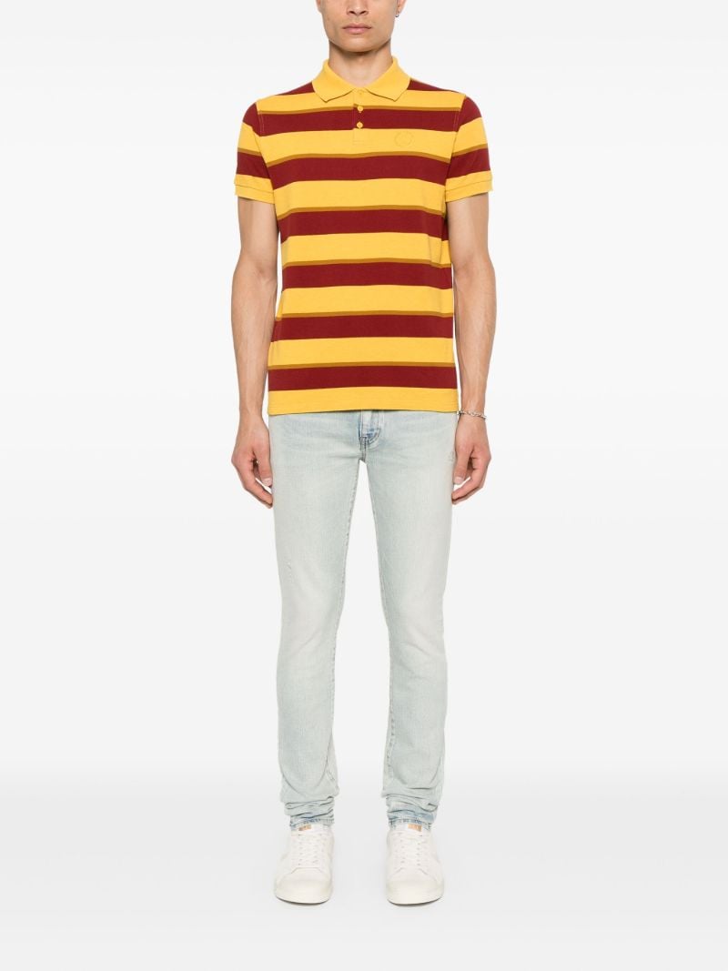 Yellow Striped Cotton Polo Shirt