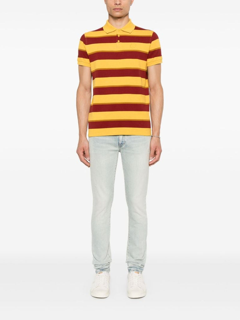 Yellow Striped Cotton Polo Shirt