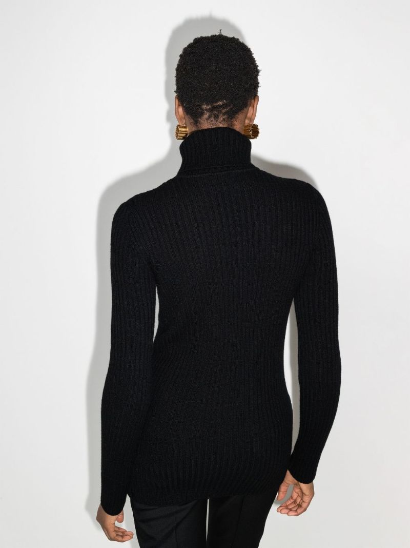 Ribbed Knit Wool Sweater