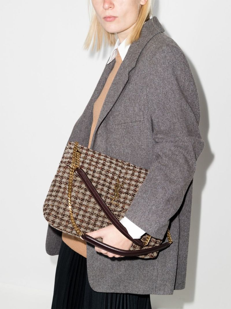 Neutral Puffer Medium Tweed Shoulder Bag