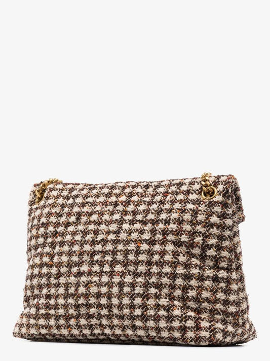 Neutral Puffer Medium Tweed Shoulder Bag