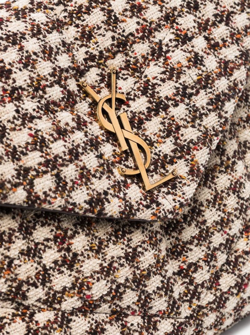 Neutral Puffer Medium Tweed Shoulder Bag
