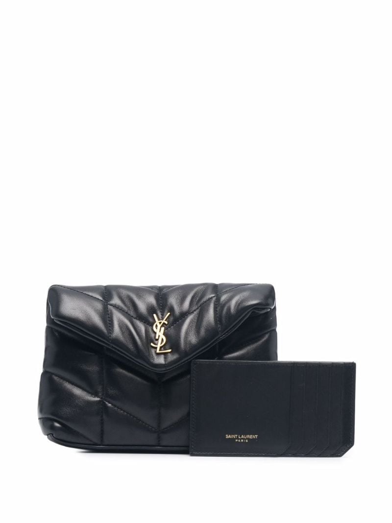 Black Small Puffer Quilted Pouch Bag