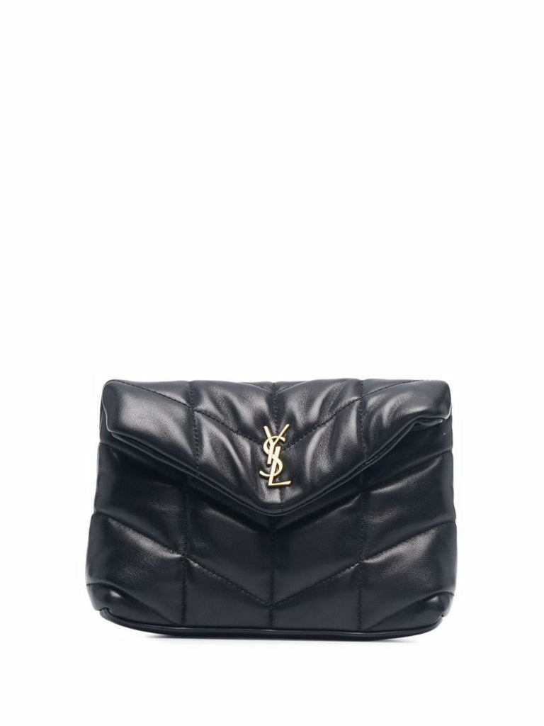 Black Small Puffer Quilted Pouch Bag