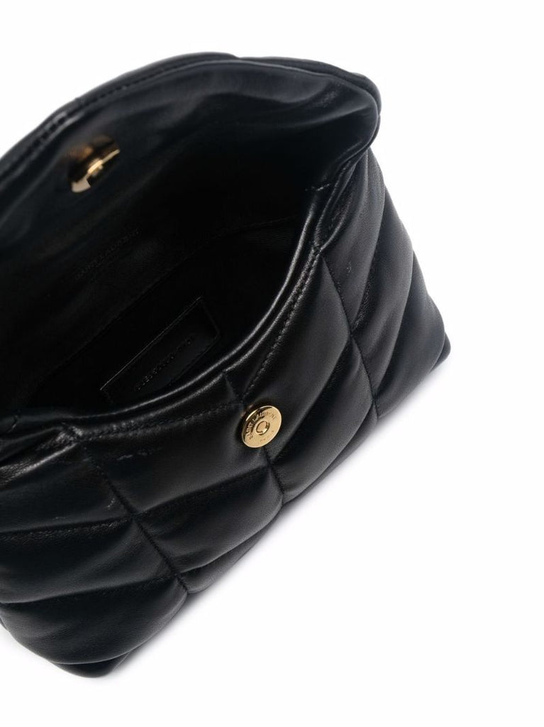 Black Small Puffer Quilted Pouch Bag