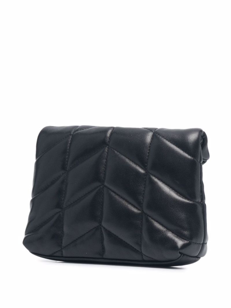 Black Small Puffer Quilted Pouch Bag