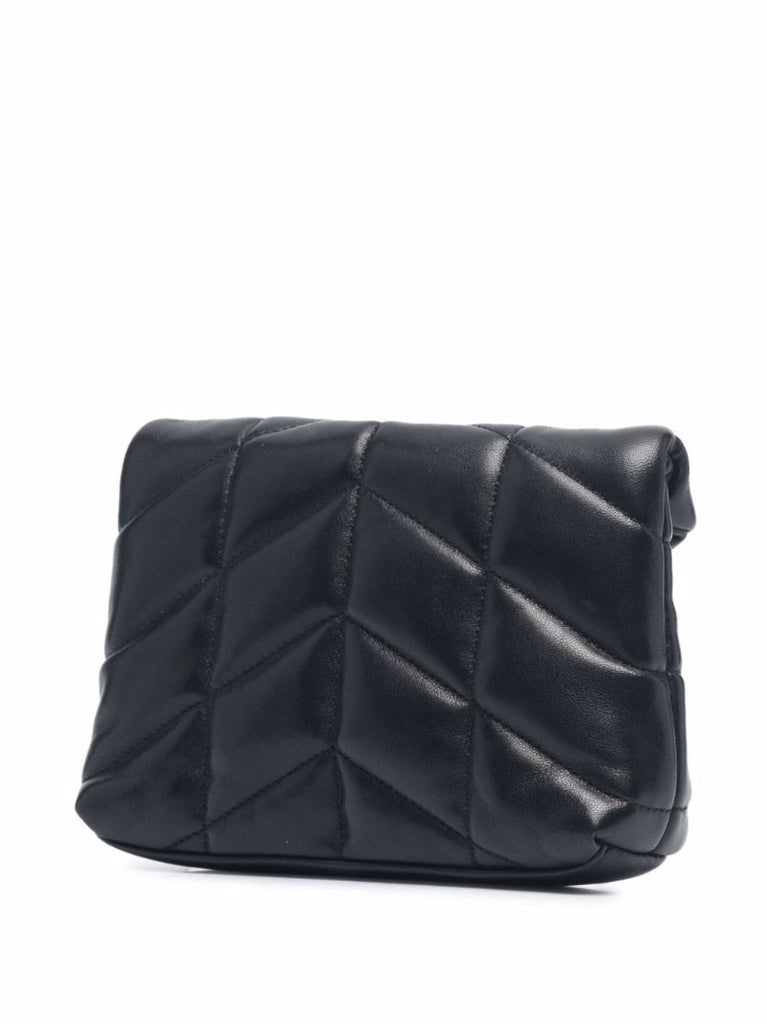 Black Small Puffer Quilted Pouch Bag
