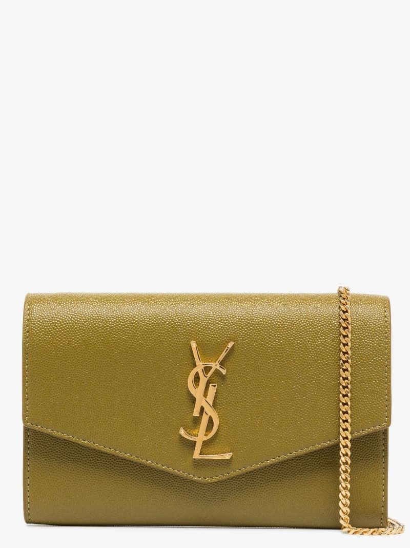 Green Uptown Leather Chain Wallet
