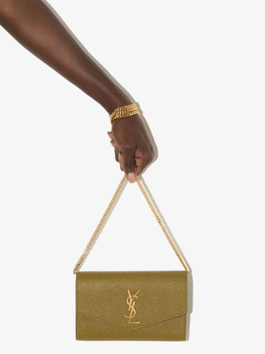 Green Uptown Leather Chain Wallet