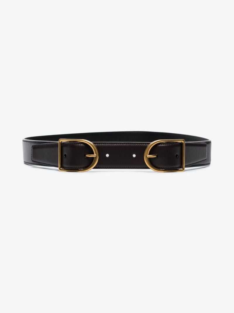 Black Double Buckle Leather Belt