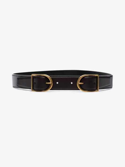 Black Double Buckle Leather Belt