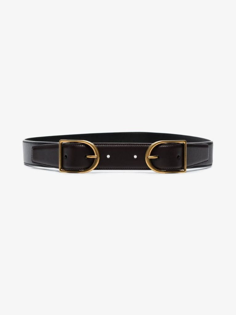 Black Double Buckle Leather Belt