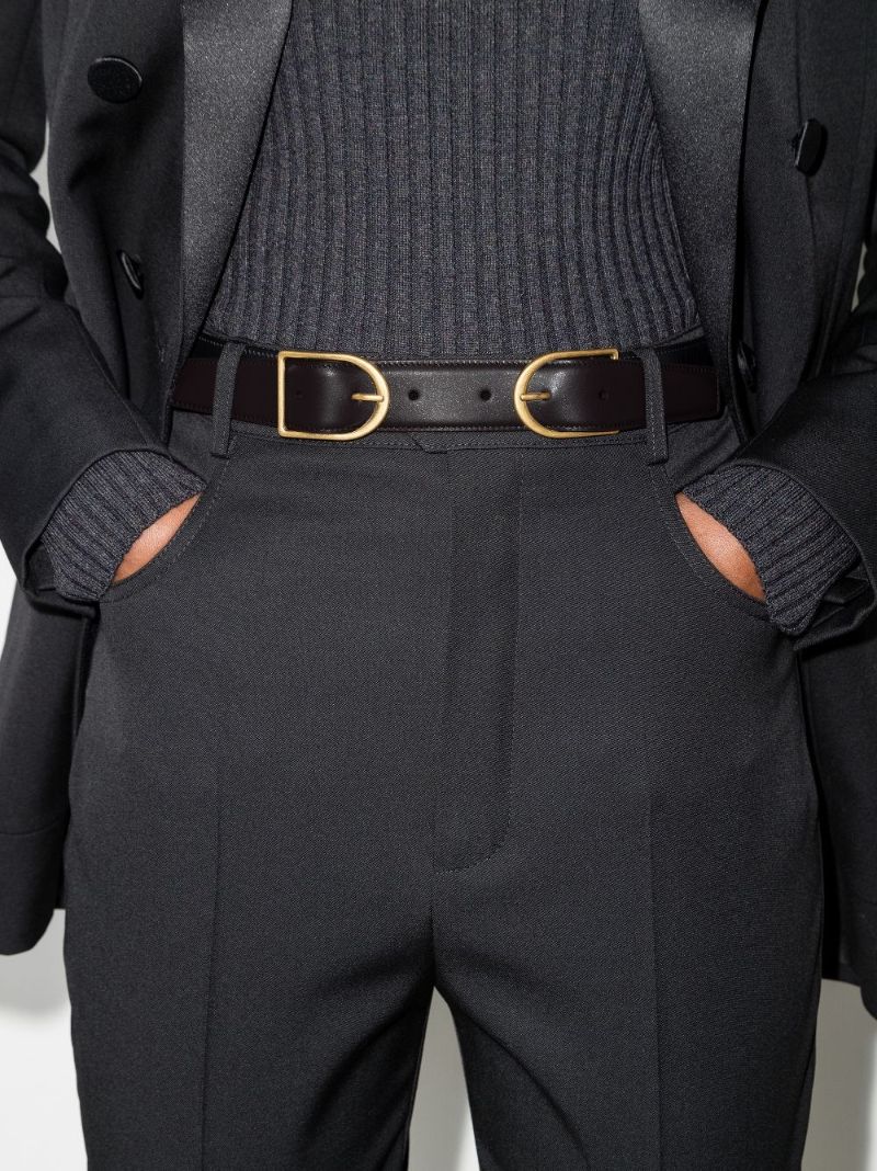 Black Double Buckle Leather Belt