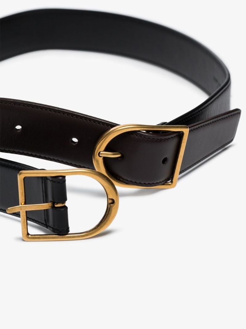 Black Double Buckle Leather Belt