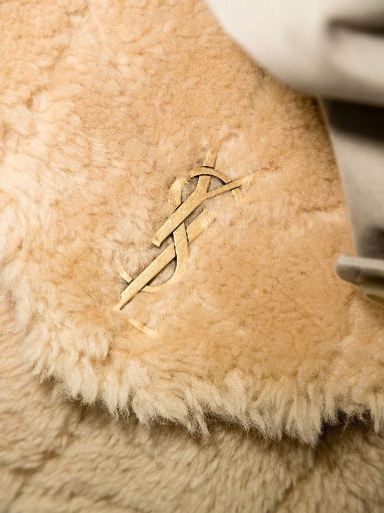 Neutral Loulou Puffer Small Shearling Shoulder Bag