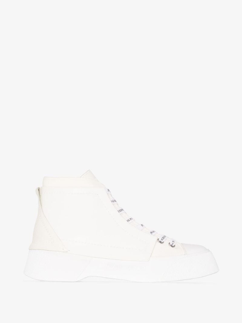 White Panelled High Top Sneakers