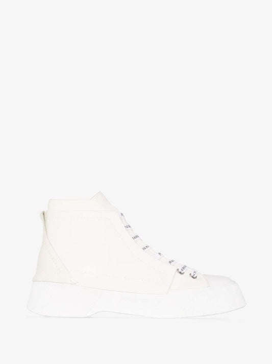 White Panelled High Top Sneakers