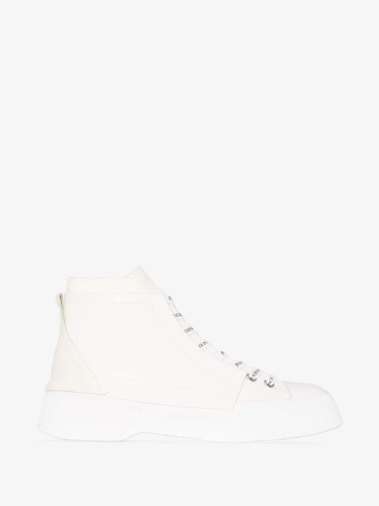 White Panelled High Top Sneakers