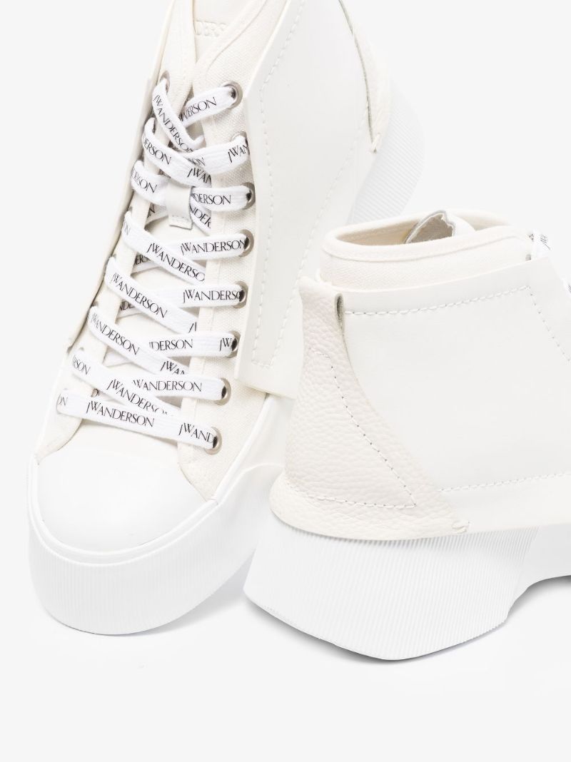 White Panelled High Top Sneakers