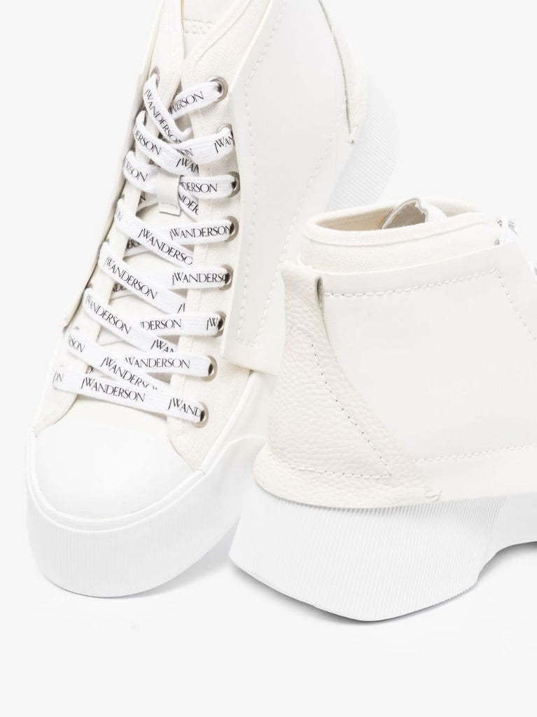 White Panelled High Top Sneakers