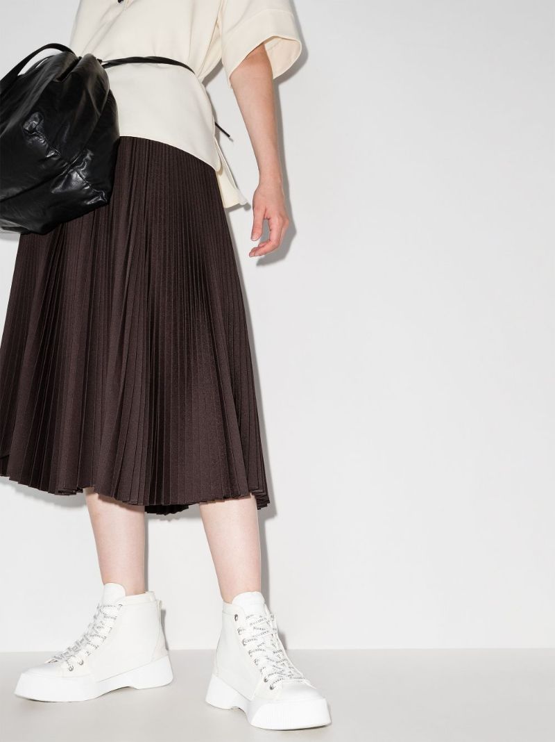 White Panelled High Top Sneakers