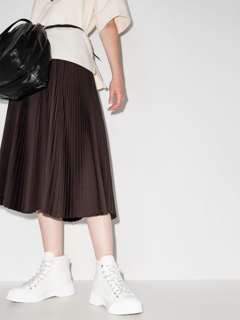 White Panelled High Top Sneakers