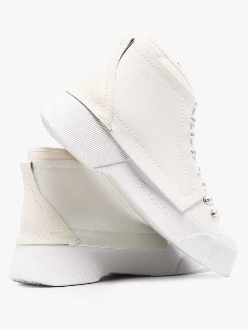 White Panelled High Top Sneakers