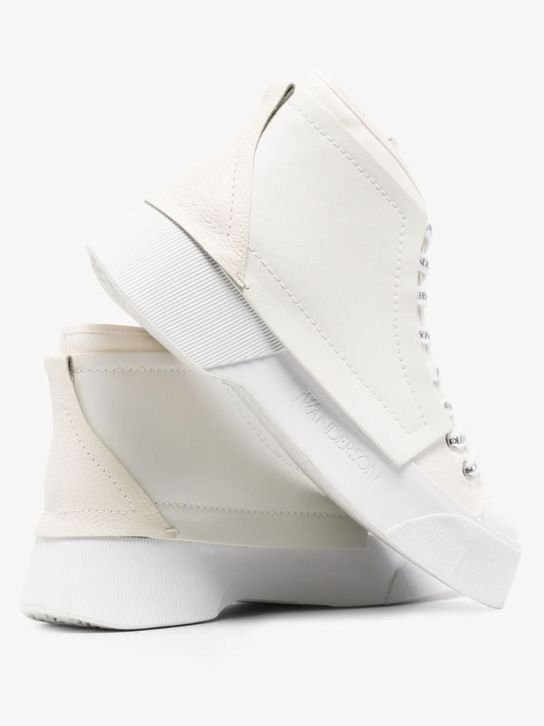 White Panelled High Top Sneakers