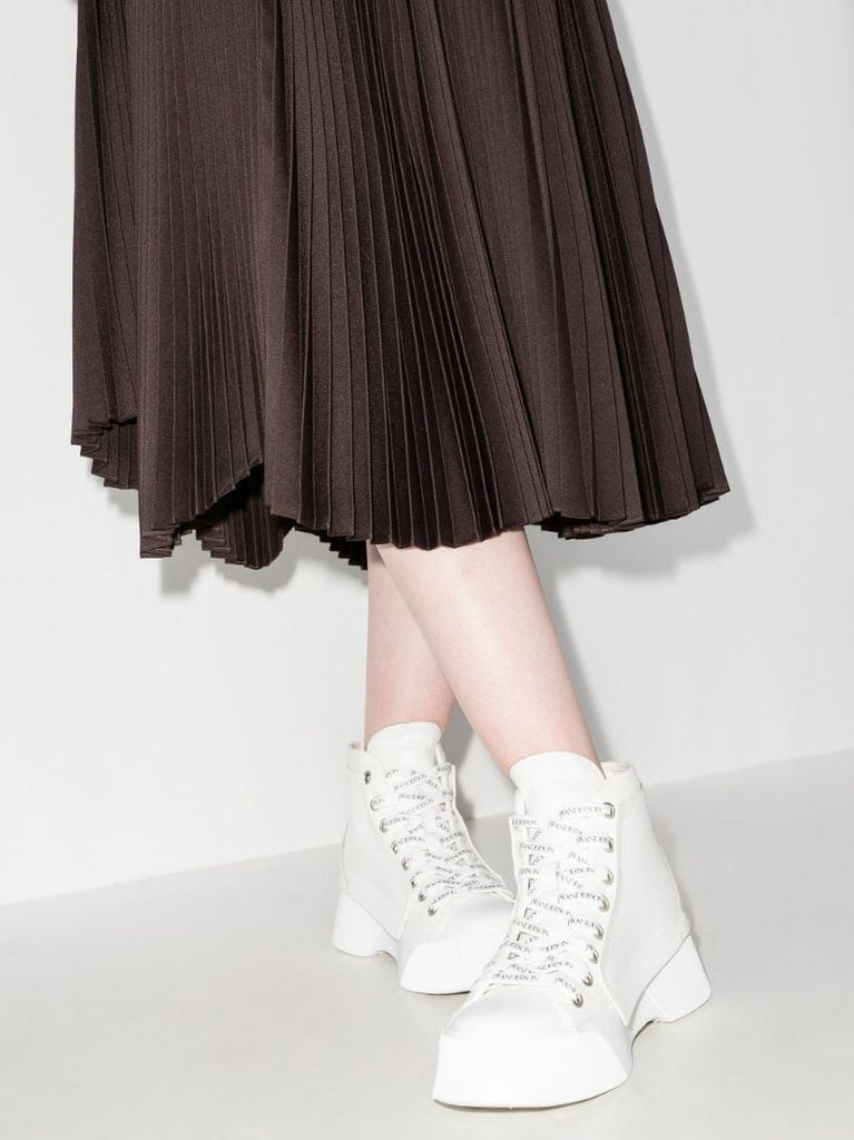 White Panelled High Top Sneakers