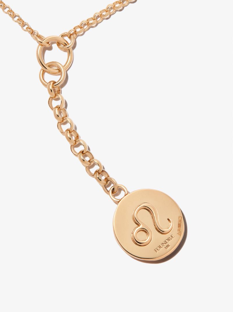 18k Yellow Gold Leo Baby Medallion Belcher Chain Necklace