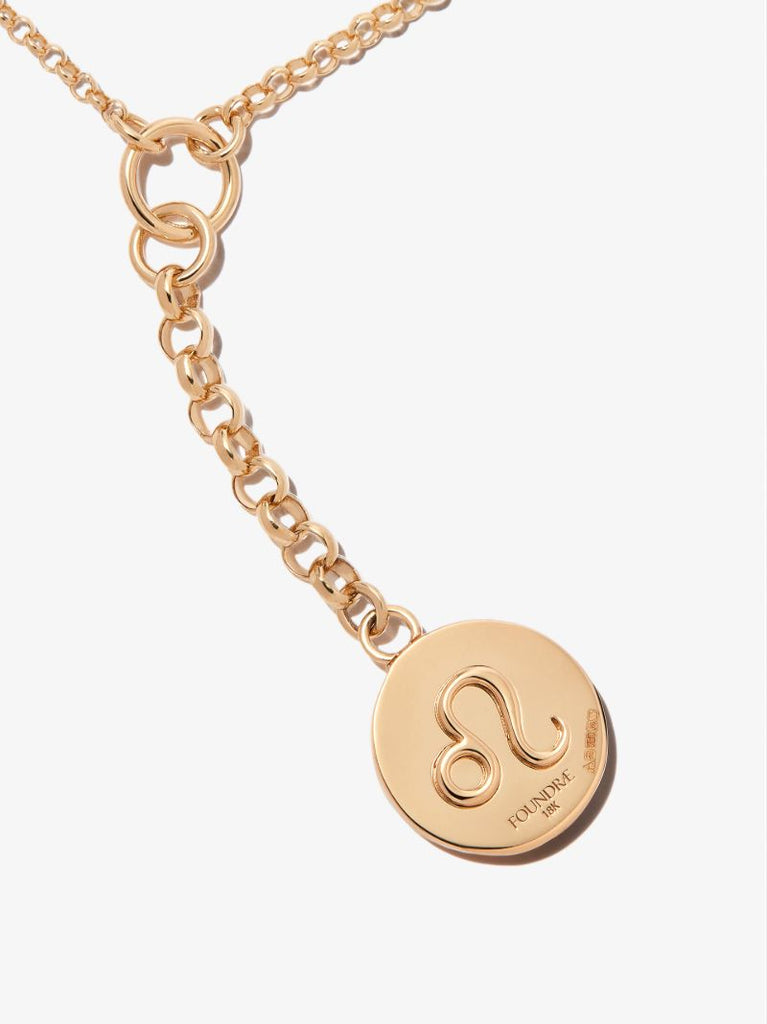 18k Yellow Gold Leo Baby Medallion Belcher Chain Necklace