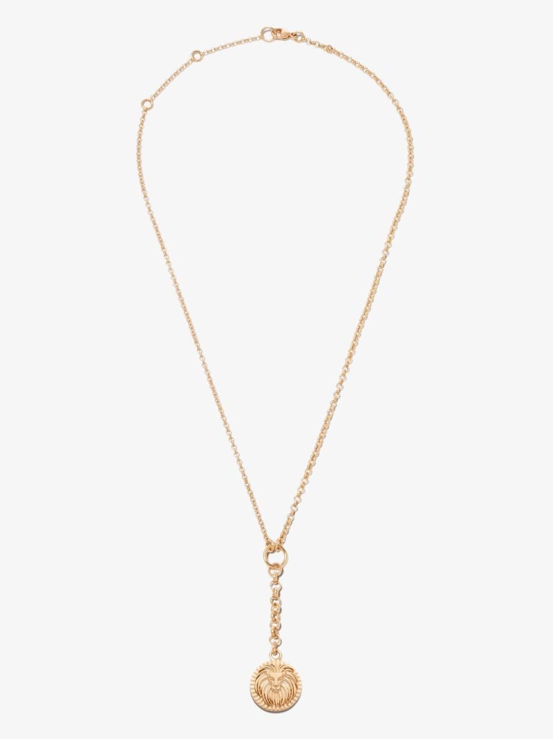 18k Yellow Gold Leo Baby Medallion Belcher Chain Necklace