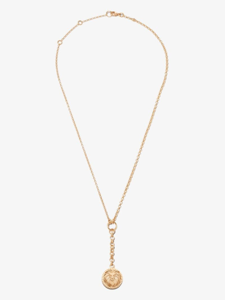 18k Yellow Gold Leo Baby Medallion Belcher Chain Necklace