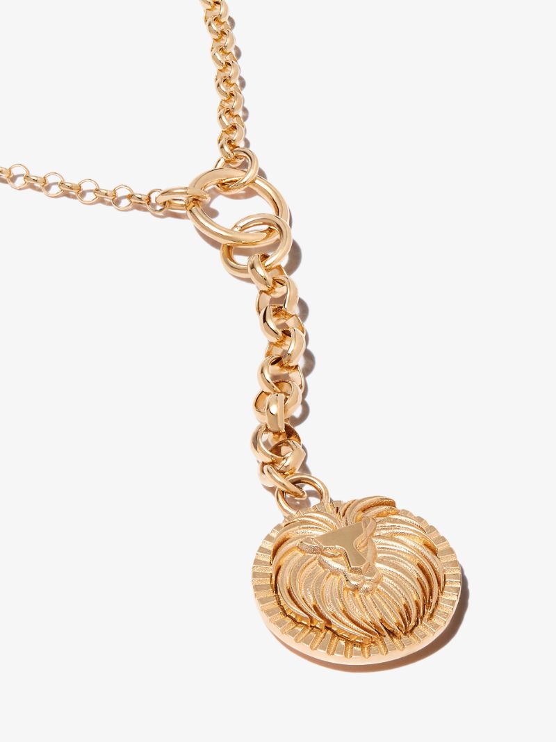 18k Yellow Gold Leo Baby Medallion Belcher Chain Necklace