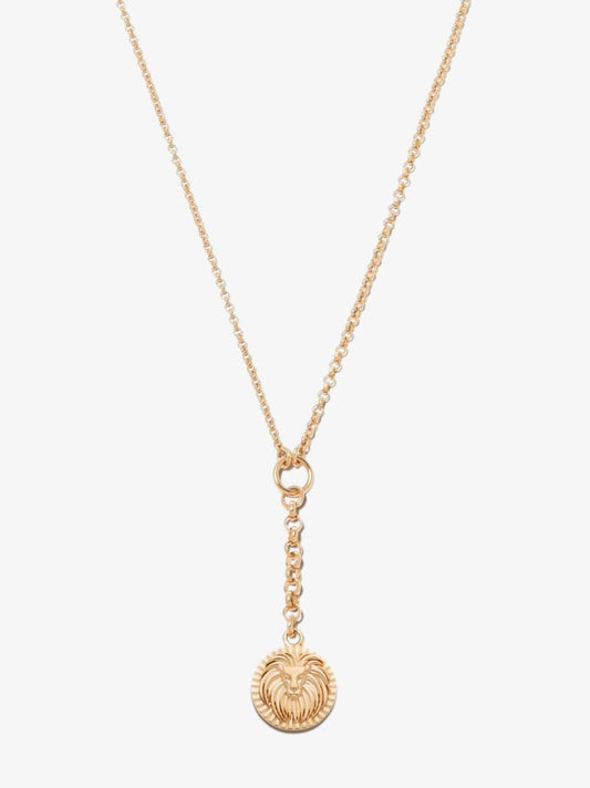 18k Yellow Gold Leo Baby Medallion Belcher Chain Necklace