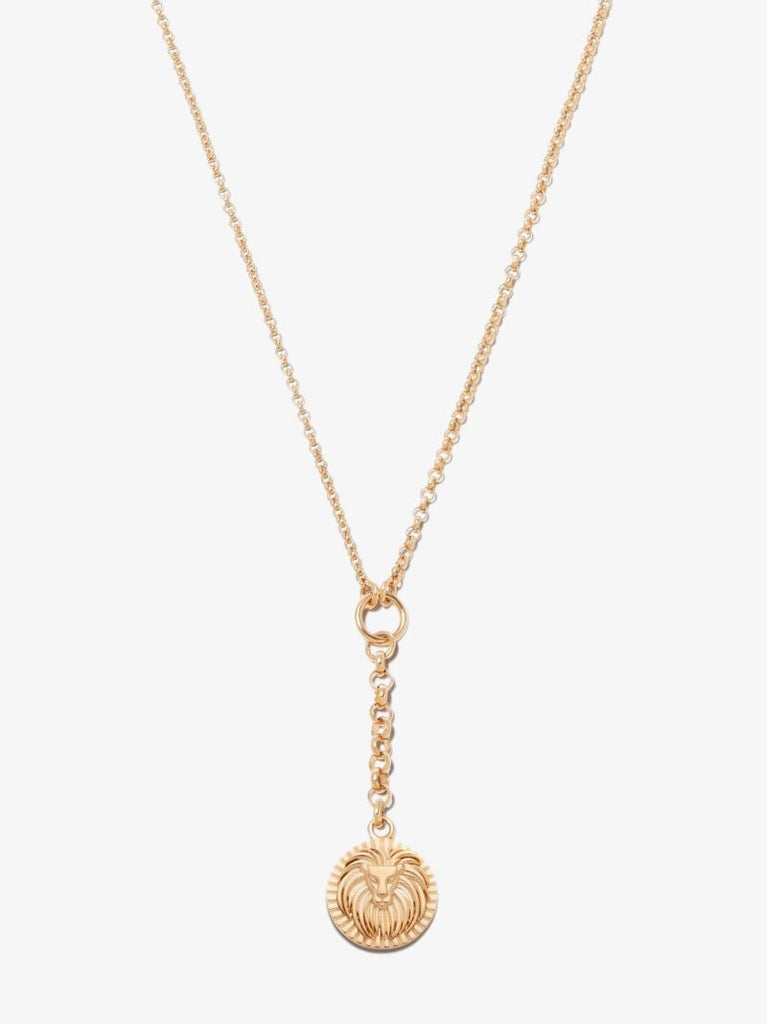 18k Yellow Gold Leo Baby Medallion Belcher Chain Necklace