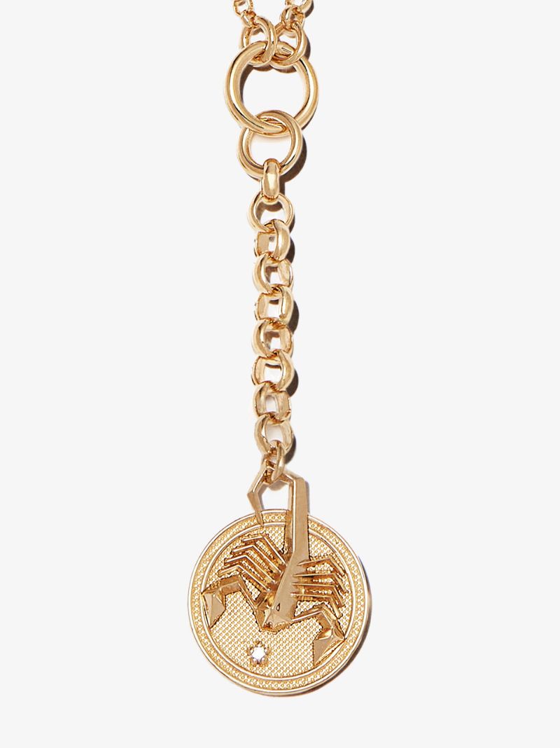 18k Yellow Gold Scorpio Baby Medallion Diamond Necklace