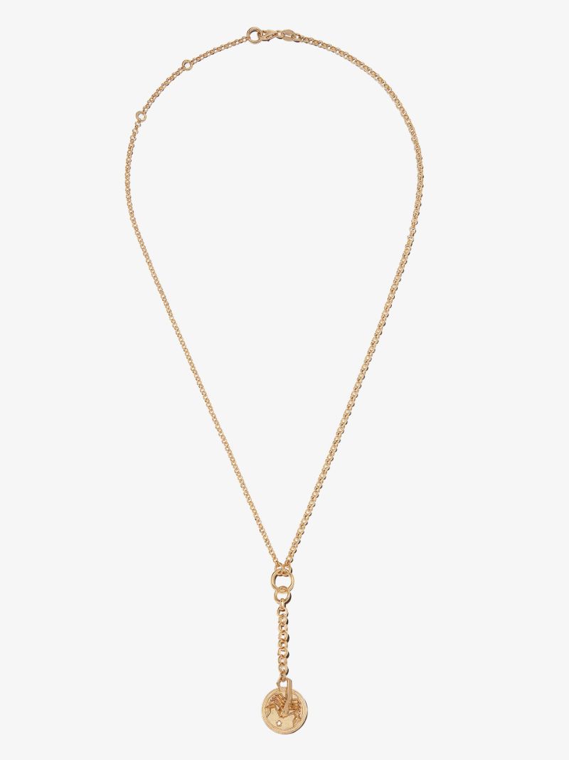 18k Yellow Gold Scorpio Baby Medallion Diamond Necklace