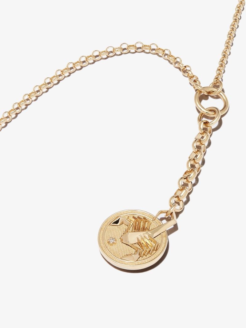 18k Yellow Gold Scorpio Baby Medallion Diamond Necklace