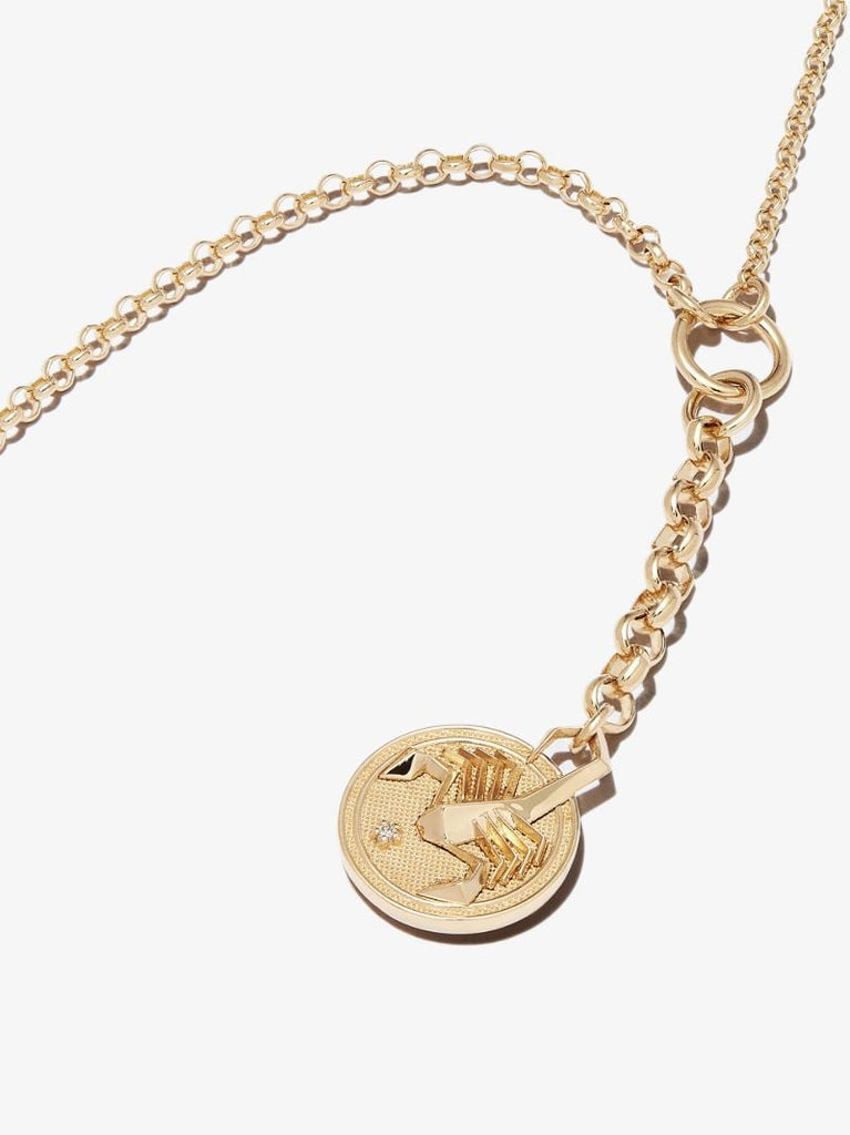 18k Yellow Gold Scorpio Baby Medallion Diamond Necklace