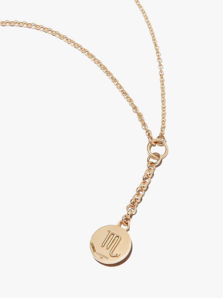 18k Yellow Gold Scorpio Baby Medallion Diamond Necklace