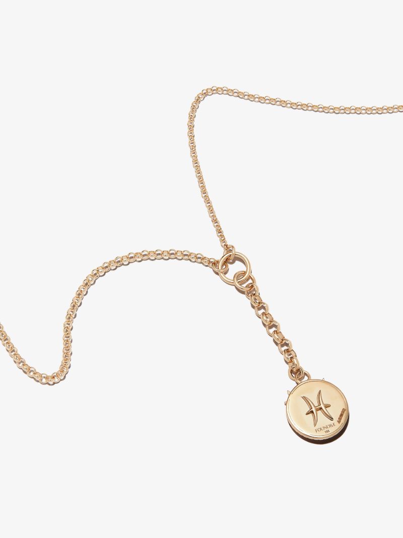 18k Yellow Gold Pisces Baby Medallion Diamond Necklace