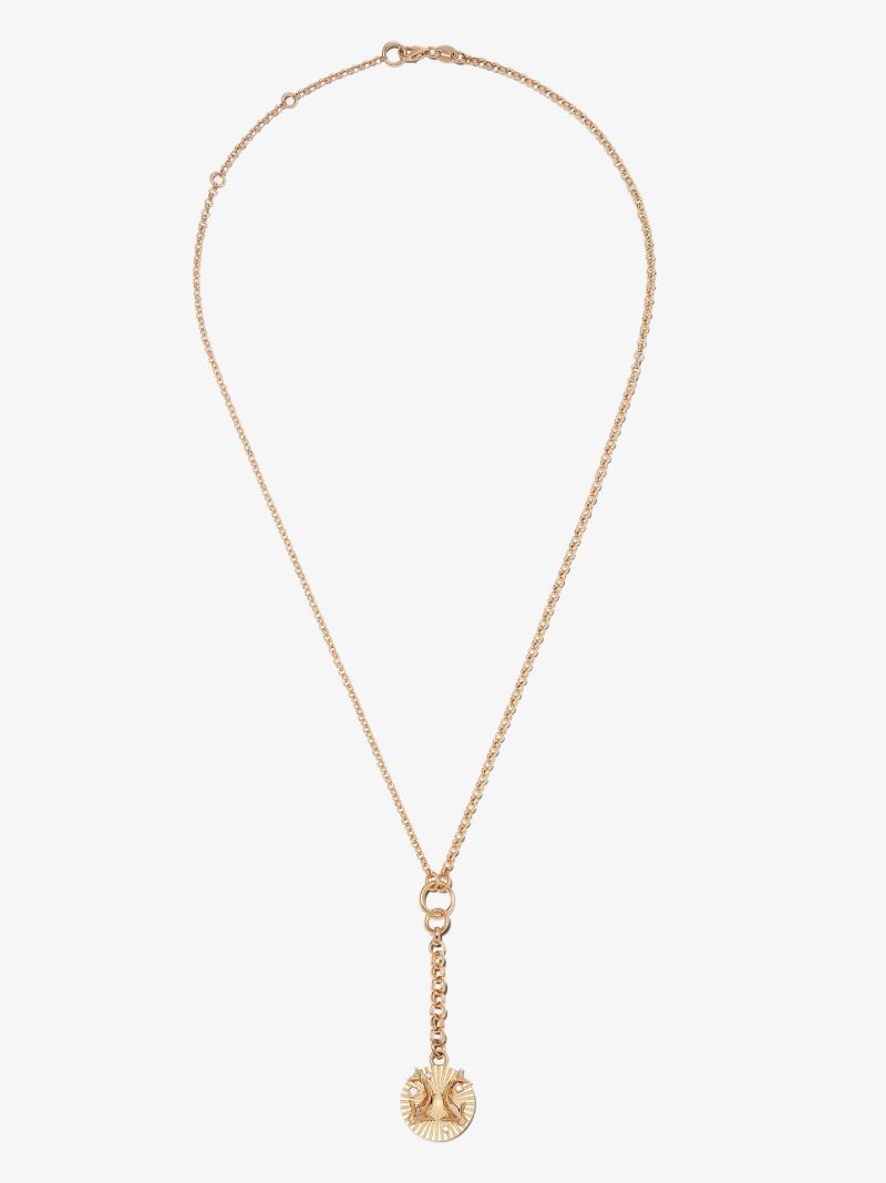 18k Yellow Gold Pisces Baby Medallion Diamond Necklace