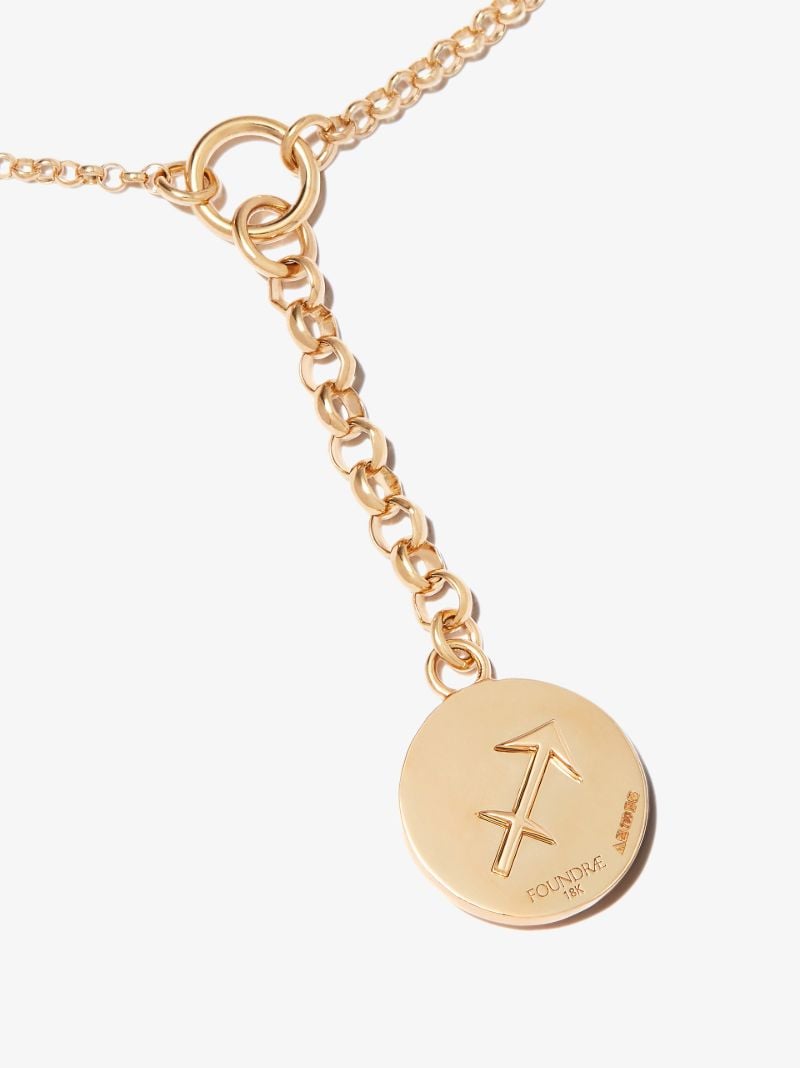 18k Yellow Gold Sagittarius Baby Medallion Belcher Chain Diamond Necklace