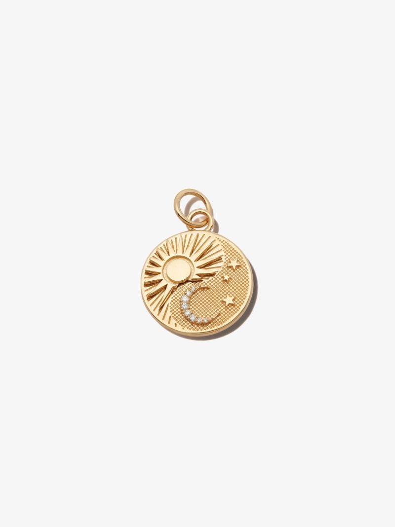 18k Yellow Gold Balance Baby Diamond Medallion Charm
