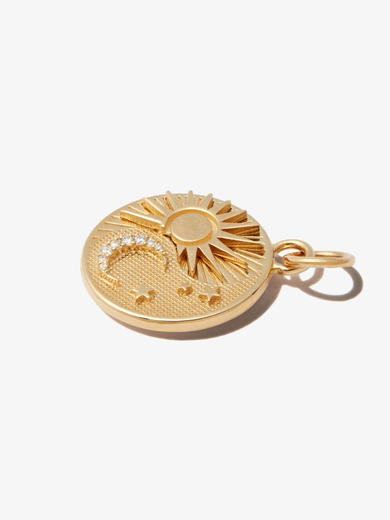 18k Yellow Gold Balance Baby Diamond Medallion Charm