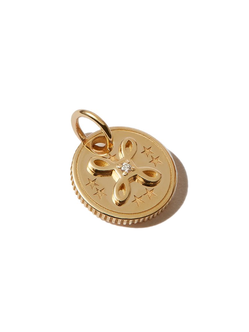 18k Yellow Gold True Love Mini Diamond Medallion Charm