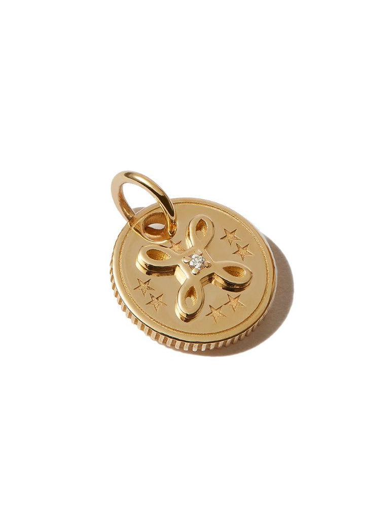 18k Yellow Gold True Love Mini Diamond Medallion Charm
